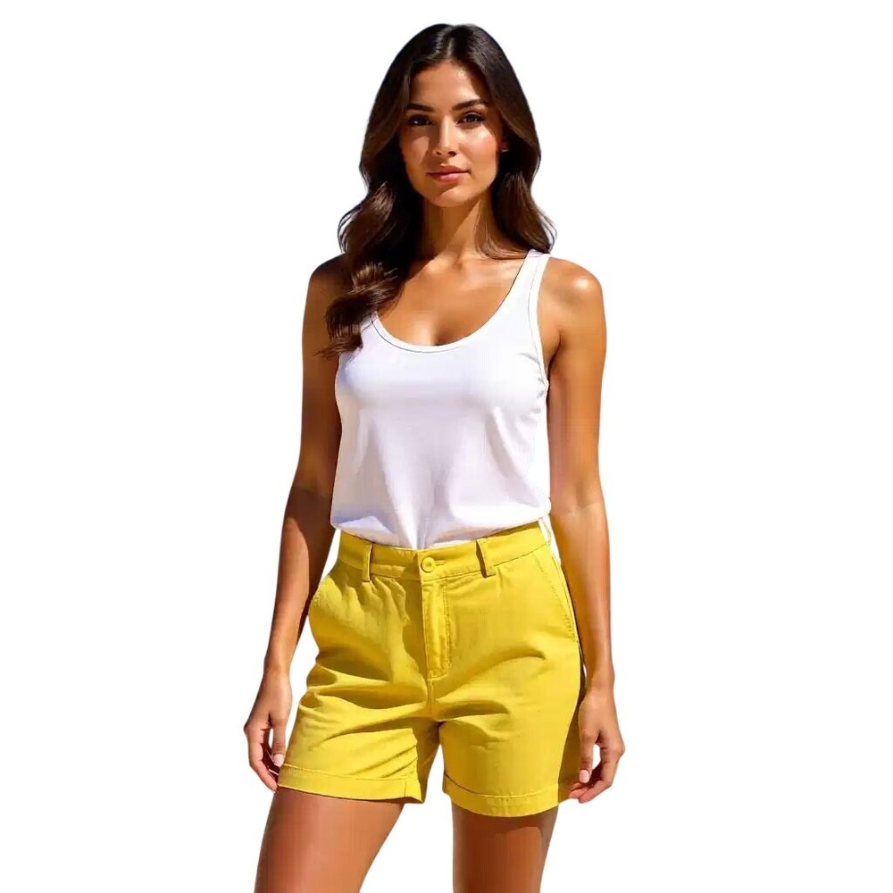 Ann Taylor LOFT Yellow Riviera Shorts Womens‎ Size 6 Mid Rise Chino Cotton Blend